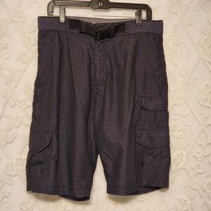 Iron Co. Grid Check Hybrid Performance Cargo Shorts Mens Swim Board Casual